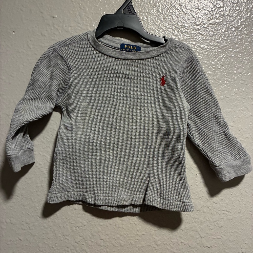Polo by Ralph Lauren Kids Waffle Knit Gray Long Sleeve Tee